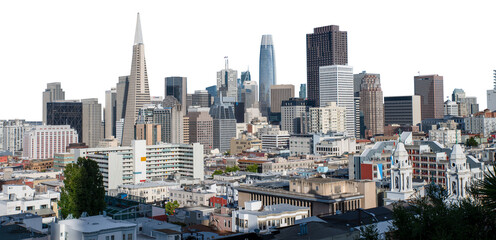 Famous buildings of Downtown San Francisco California in transparent PNG