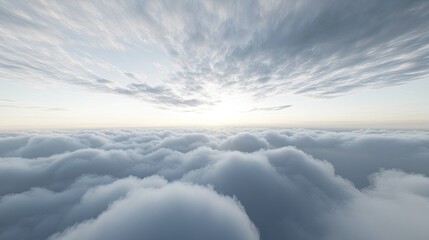 Naklejka premium Serene Cloudscape with Soft Lighting at Sunrise Over the Horizon