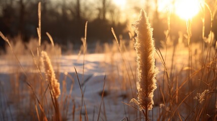 Obraz premium Golden Hour Winter Grass