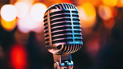 Vintage Microphone on Stage Music Speech Performance