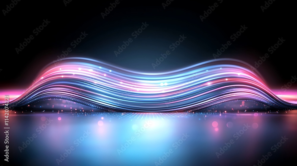 Poster dynamic light waves dance in a futuristic setting abstract visuals digital art dark environment