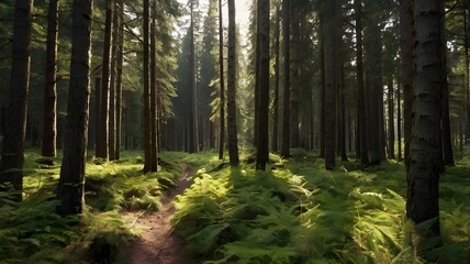 Obraz premium A beautiful forest landscape, forest wallpaper 