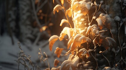 Winter Glow,  Sunlit Snow Covered Vine