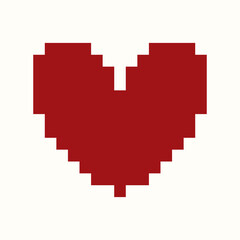 Obraz premium 8 bit red pixel hart in retro style, flat vector illustration, perfect for your holiday background, textile, greeting card, wrapping, computer games