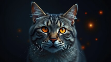 Mysterious Cat Portrait with Diamond-Shaped Bokeh