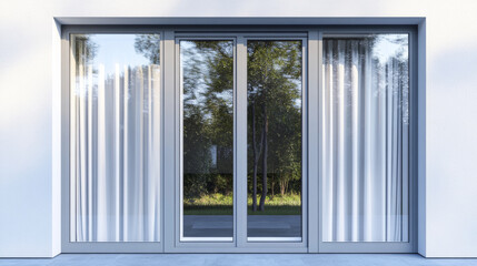 Windows with jalousie and roller shutter curtains. Plastic pvc single casement blinds front view. Home facade design elements isolated on transparent background, Realistic 3d vector illustration, set