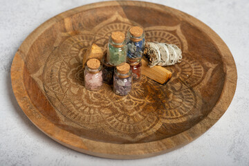 Beautiful gemstones and druses of natural purple mineral amethyst on a pink background. Amethysts and rose quartz.