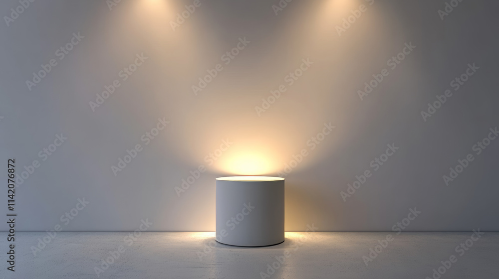 Poster 3d white product display podium platform in studio. abstract minimal scene with wall and light in ro
