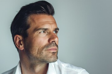 Obraz premium Captivating Handsome Male Portrait with Stylish Hairstyle and Beard