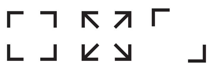 Editable vector enter full screen icon. Black, line style, transparent white background. Part of a big icon set family. Perfect for web and app interfaces, presentations, infographics