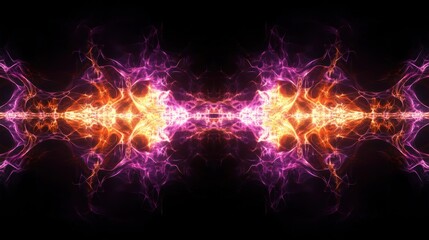 Abstract Energy Burst with Vibrant Purple and Orange Light on a Black Background
