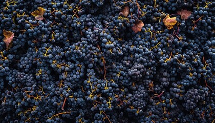 Dark Blue Grapes Abundantly Clustered Together