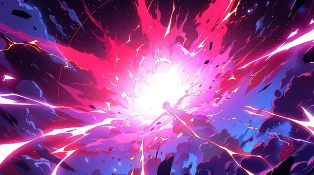 Abstract Pink and Blue Energy Explosion