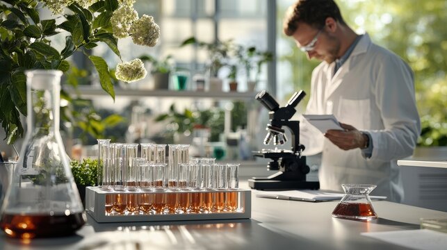 Scientific research experiment modern laboratory laboratory setup bright environment focused viewpoint advancements in microscopy