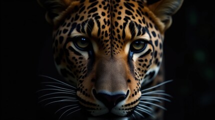 Naklejka premium Majestic Leopard with Intense Eyes