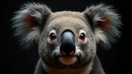 Obraz premium Soulful Koala Close-Up on Black Background
