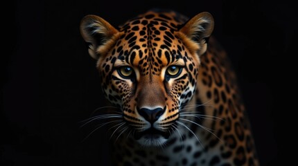 Fototapeta premium Close-Up Portrait of a Leopard with Intense Eyes