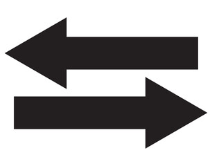 Dual sided arrow vector, icon, silhouette design. Double ended black arrow vector design for website, app and logo design. Vector illustration of duel side arrow. transfer arrow icon . 