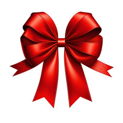 Red bow and ribbon isolated on transparent background