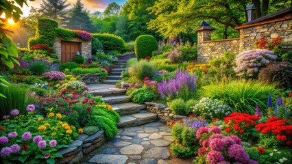 Obraz premium Panoramic photos capture serene stone gardens, showcasing rock designs, peaceful outdoor spaces, and natural stone walls.