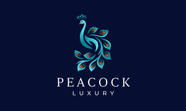 Peacock Feathers Logo - Elegant and Luxurious Royal Bird Design