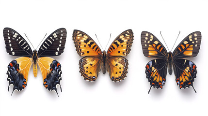 Naklejka premium Colorful butterflies display intricate patterns and vibrant colors