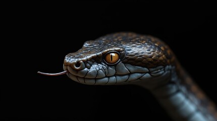 Fototapeta premium Snake with Golden Eyes Close-Up