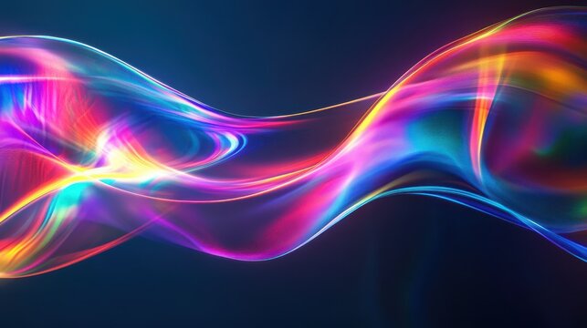 Elegant curves of a neck radiating holographic rainbows, blending elegance and technology