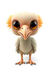 Montessori Flashcards Clipart Kawaii Vulture Clipart isolated on a white background. Suitable for animal flashcard, alphabet flashcards