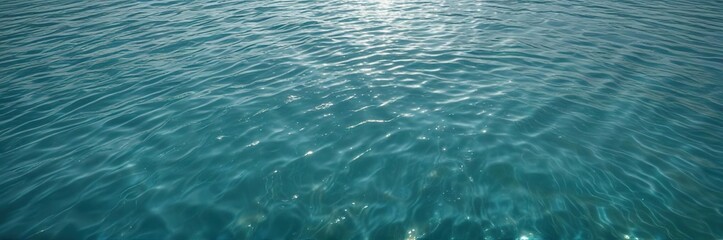Serene turquoise water surface with delicate ripples forming a mesmerizing dance of light and shadow, reflection, ocean, water