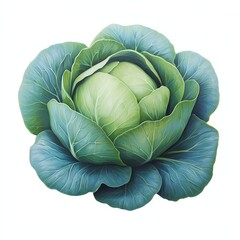 Obraz premium A vibrant, green cabbage with tightly packed leaves, showcasing its fresh and healthy appearance.