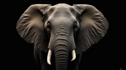 Obraz premium Wise Elephant Close-Up with Dark Eyes