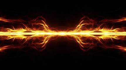 Abstract Red and Yellow Energy Wave on a Black Background