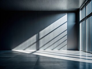 Obraz premium Minimalist Gray Wall Silhouette Photography: Empty Room, Shadow Art, Interior Design