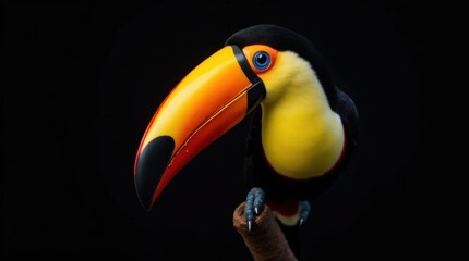 Fototapeta premium Hyperrealistic Macro Photography of a Toucan Resting its Beak