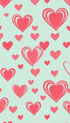 Valentine's Day card design. Illustration with oil paint. Pattern for printing on wall decorations, covers, wallpapers