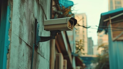 Security camera mounted on a building exterior.