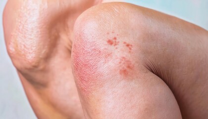 Fototapeta premium Close-Up of Red, Inflamed, Itchy Allergic Rash on Human Skin with Irritation, Dryness, and Visible Red Bumps Indicating Allergic Reaction or Skin Condition Like Eczema, Dermatitis, or Hives