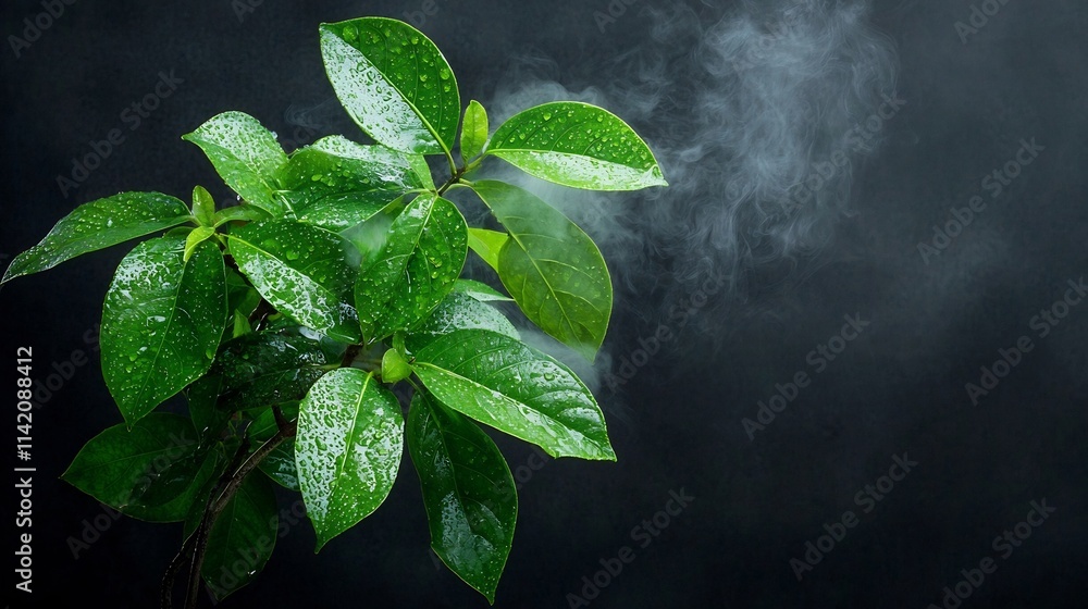 Poster a time lapsed image capturing the ongoing process of tree leaves release water vapor into the atmosp