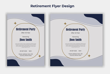 Set of retirement party invitation, square banner, Instagram story and a4 poster, vector illustration eps 10