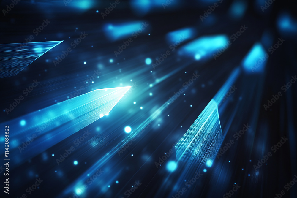 Poster dynamic blue light rays create an energetic atmosphere with abstract shapes and patterns