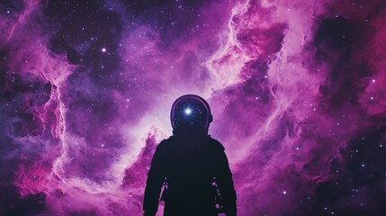 Astronaut in Nebula. Space Exploration Concept