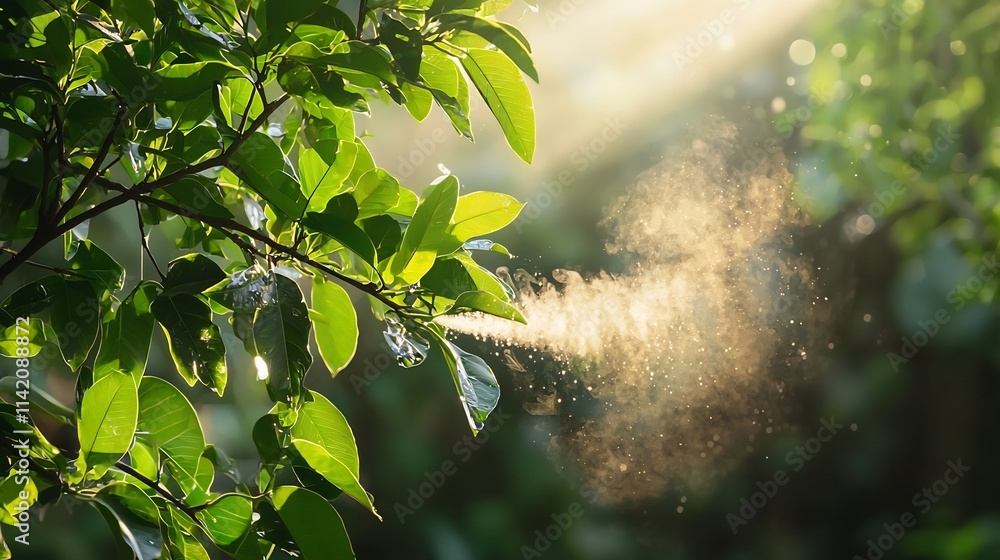 Poster time lapse imagery showcasing the continuous release of water vapor from the leaves of a tree visual
