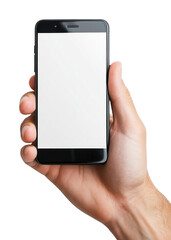 PNG Hand holding a smartphone screen blank white.