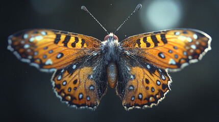 Naklejka premium vibrant butterfly with orange wings and intricate patterns, showcasing nature beauty