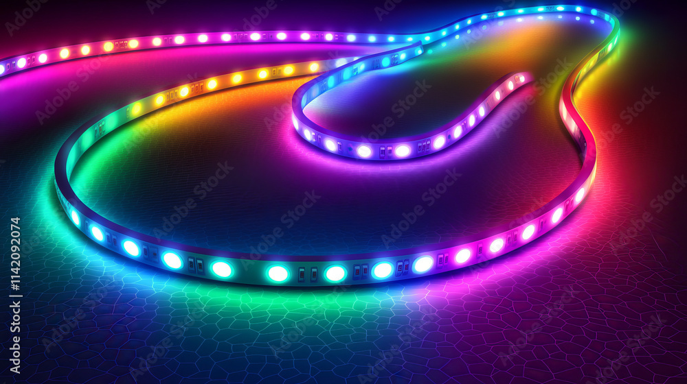 Poster led strips with neon glow effect isolated on transparent background. vector realistic set of colored