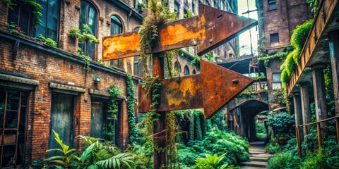 Fototapeta premium Navigate urban adventures with stylish directional arrows. City exploration made easy.