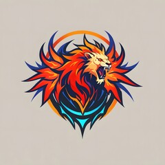 Obraz premium Roaring lion illustration digital art abstract style colorful background creative concept graphic design