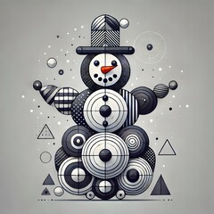 snowman with a broom and with geometric structure
