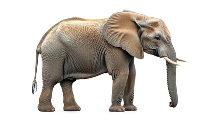 Obraz premium Realistic elephant on white, detailed texture, isolated.